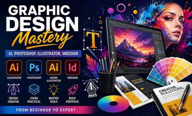 Graphic Design Mastery – AI, Photoshop, Illustrator, InDesign